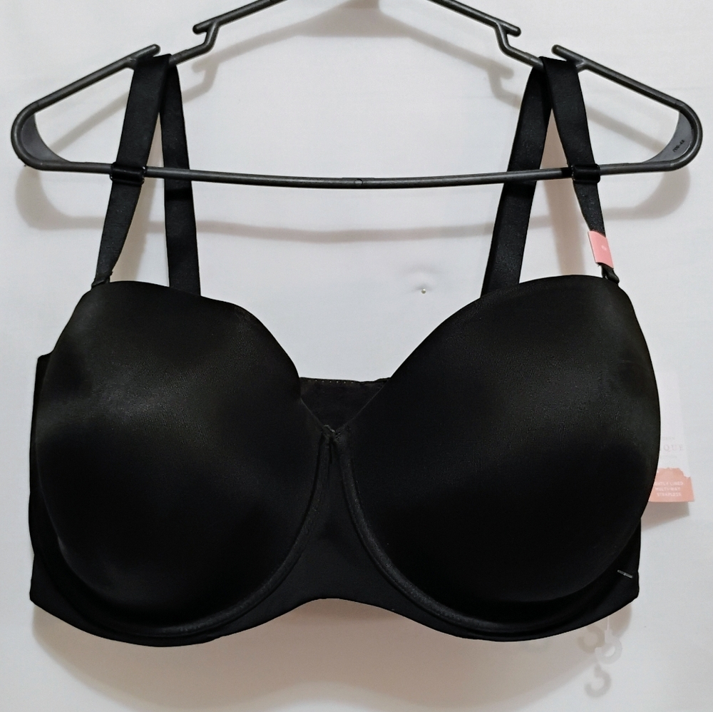 NWT Cacique 40H Black MultiWay Strapless Bra Underwire